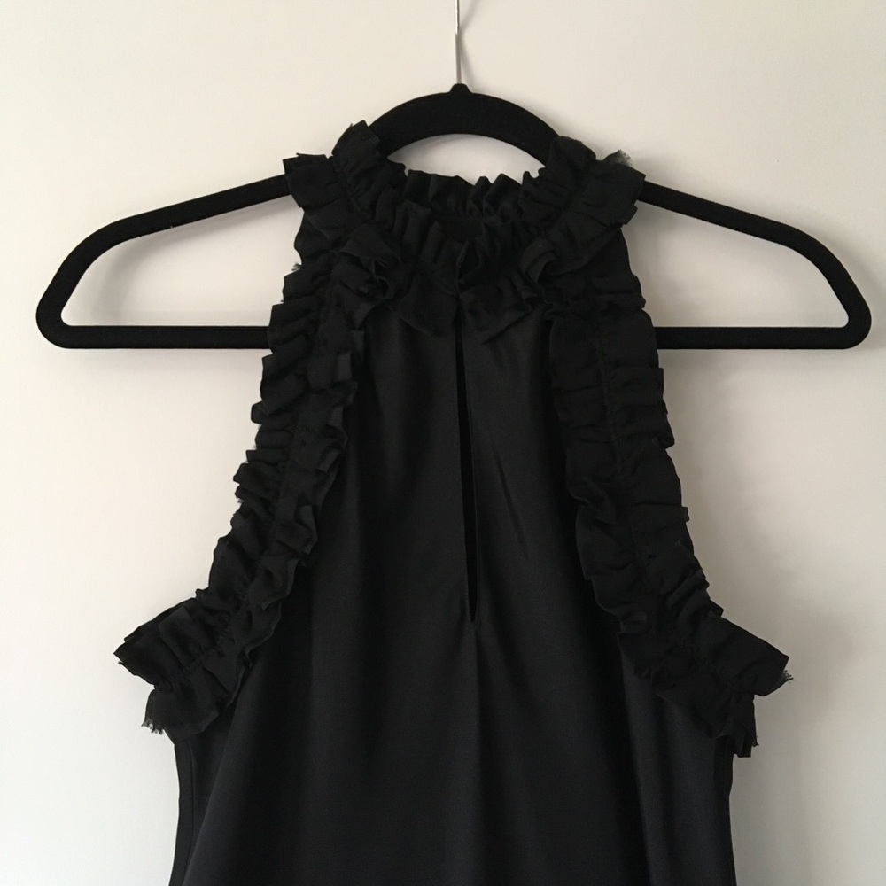 100% silk ruffled sleeveless blouse, XS